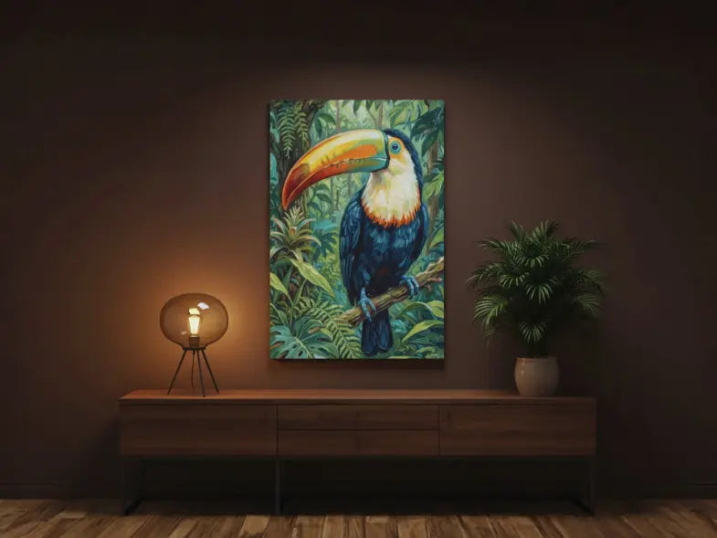 Toucan Tropicale Stretched Canvas Art Print | Tropical Wall Art
