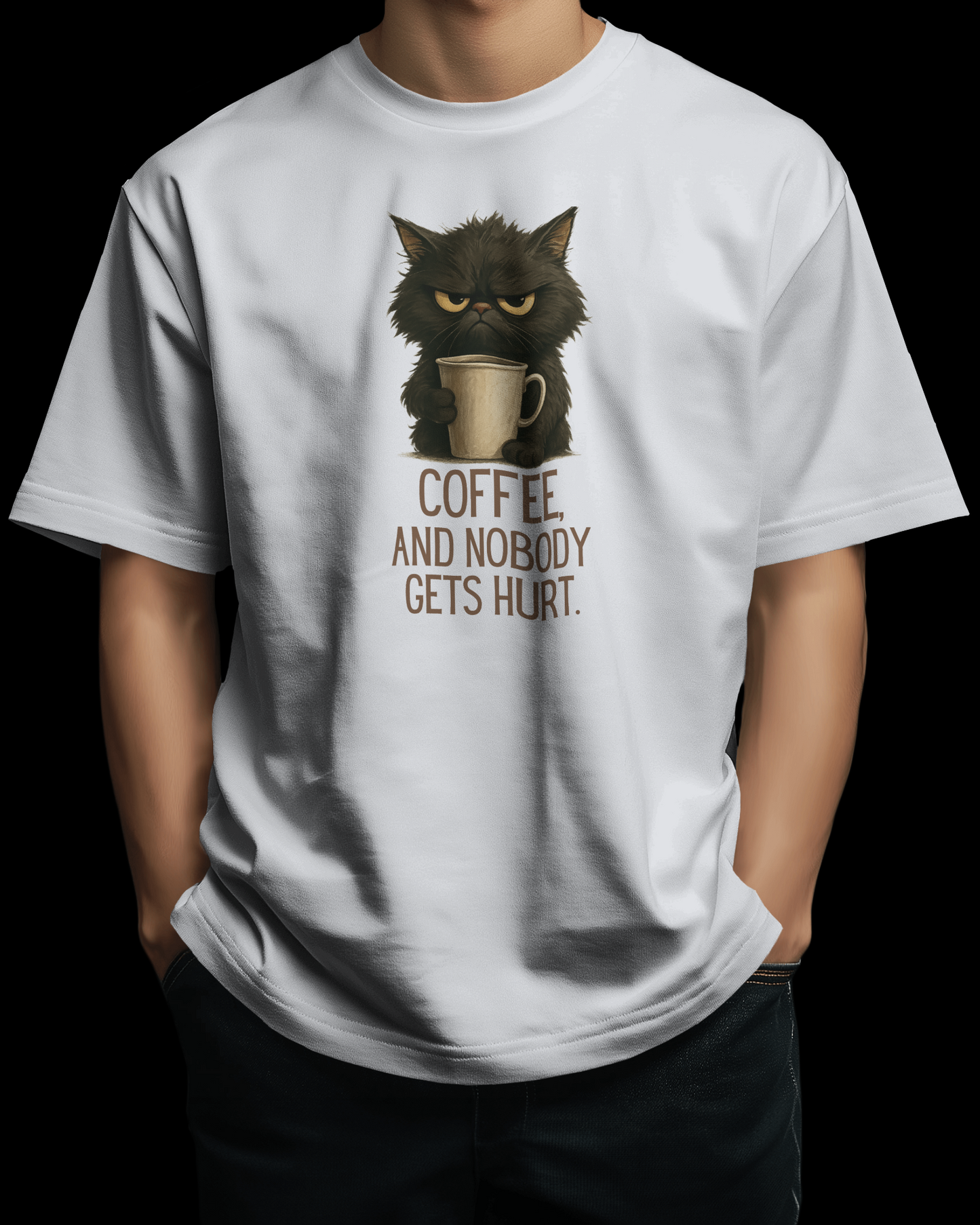 Grumpy Coffee Cat | Oversized T-shirt