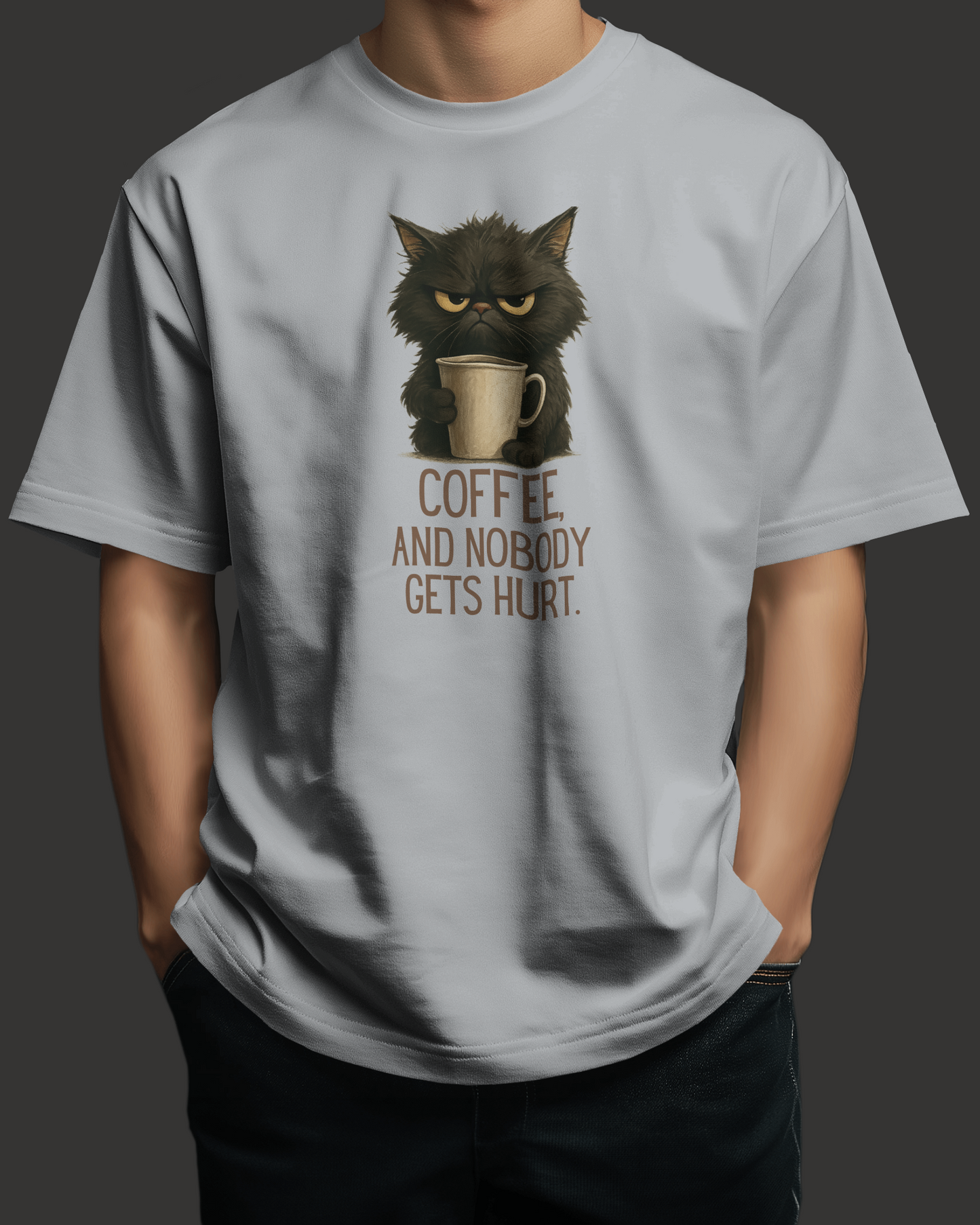 Grumpy Coffee Cat | Oversized T-shirt