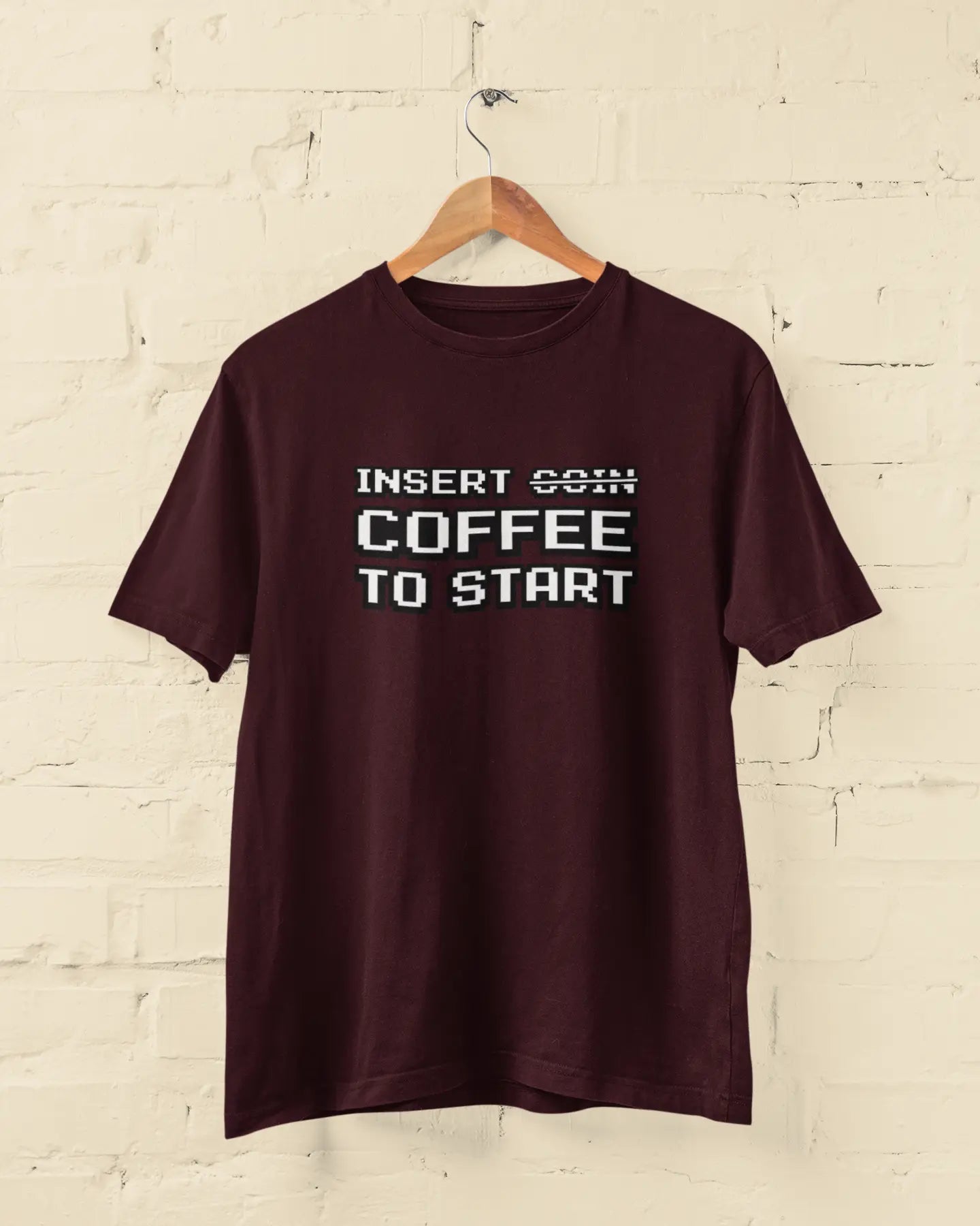 Insert Coffee to Start | Retro Video Game Nostalgia | T-shirt for Men PrismGasm T-Shirt PrismGasm