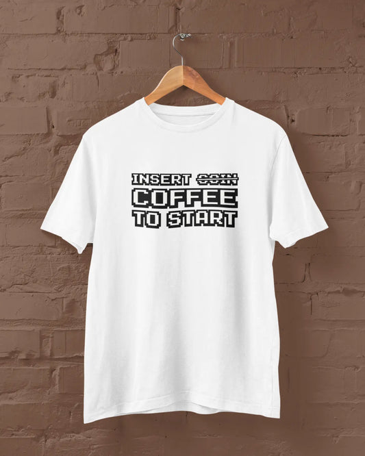 Insert Coffee to Start | Retro Video Game Nostalgia | T-shirt for Men PrismGasm T-Shirt PrismGasm