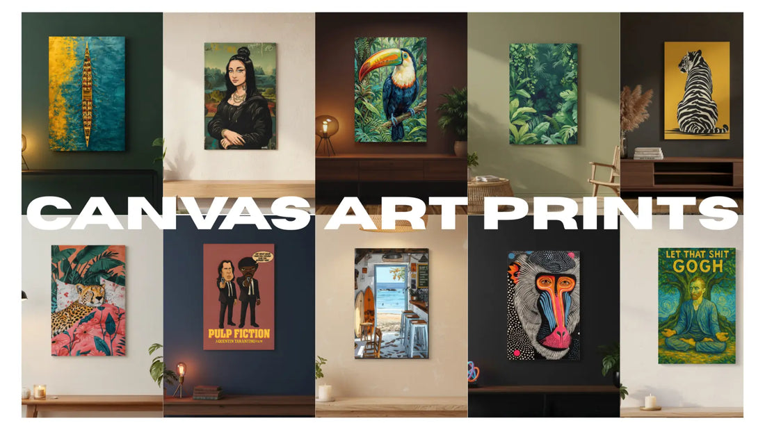 Collage banner of canvas art