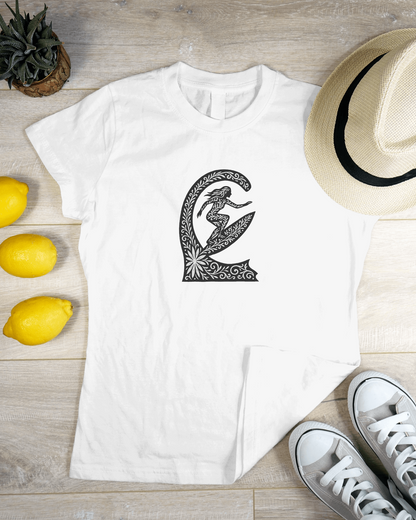 Artsy Female Surfer T-shirt for Women