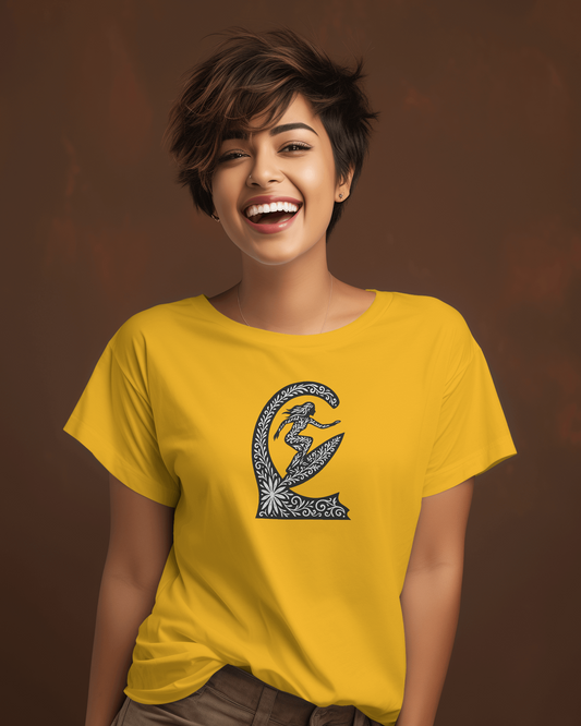 Artsy Female Surfer T-shirt for Women