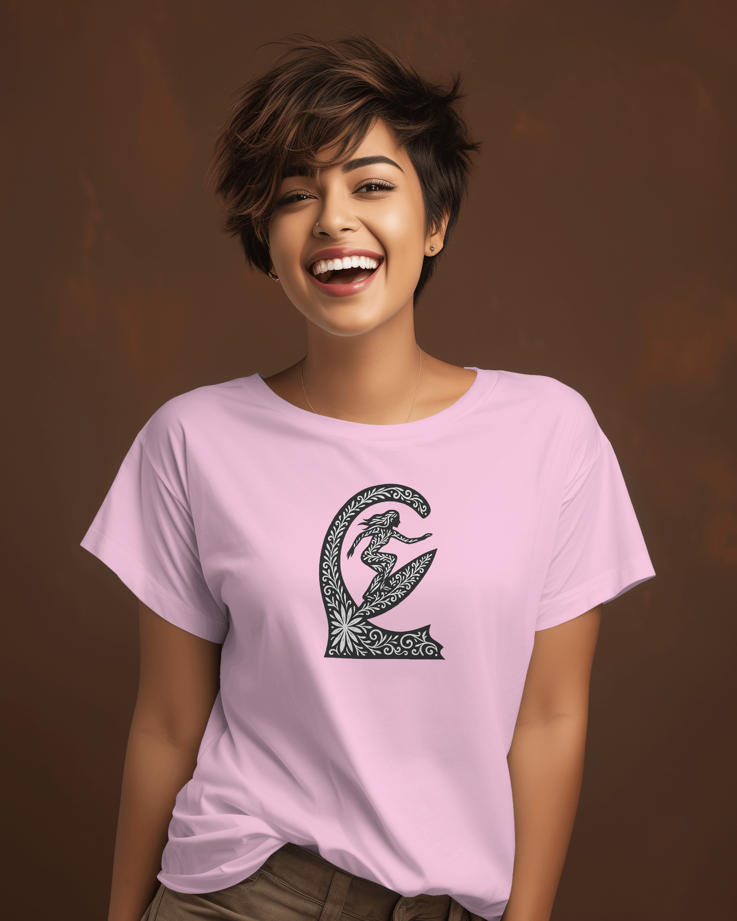 Artsy Female Surfer T-shirt for Women