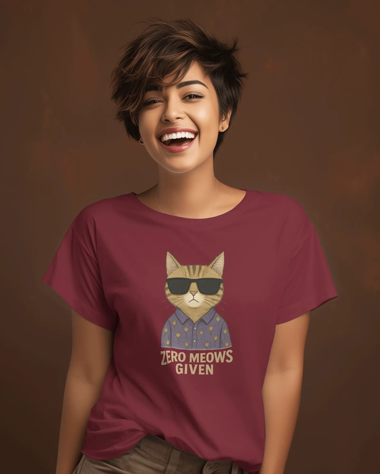 Zero Meows Given T-shirt for Women PrismGasm