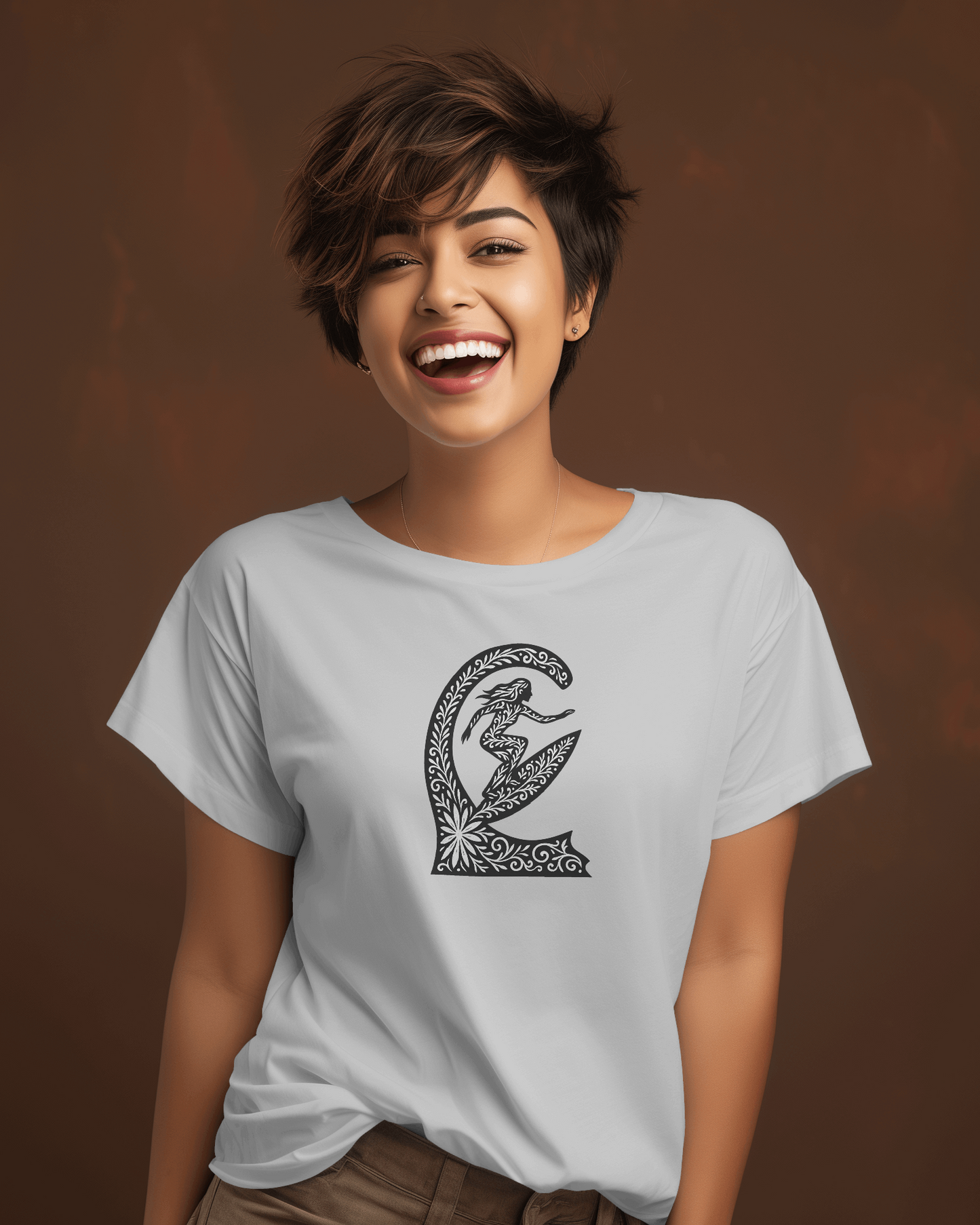 Artsy Female Surfer T-shirt for Women