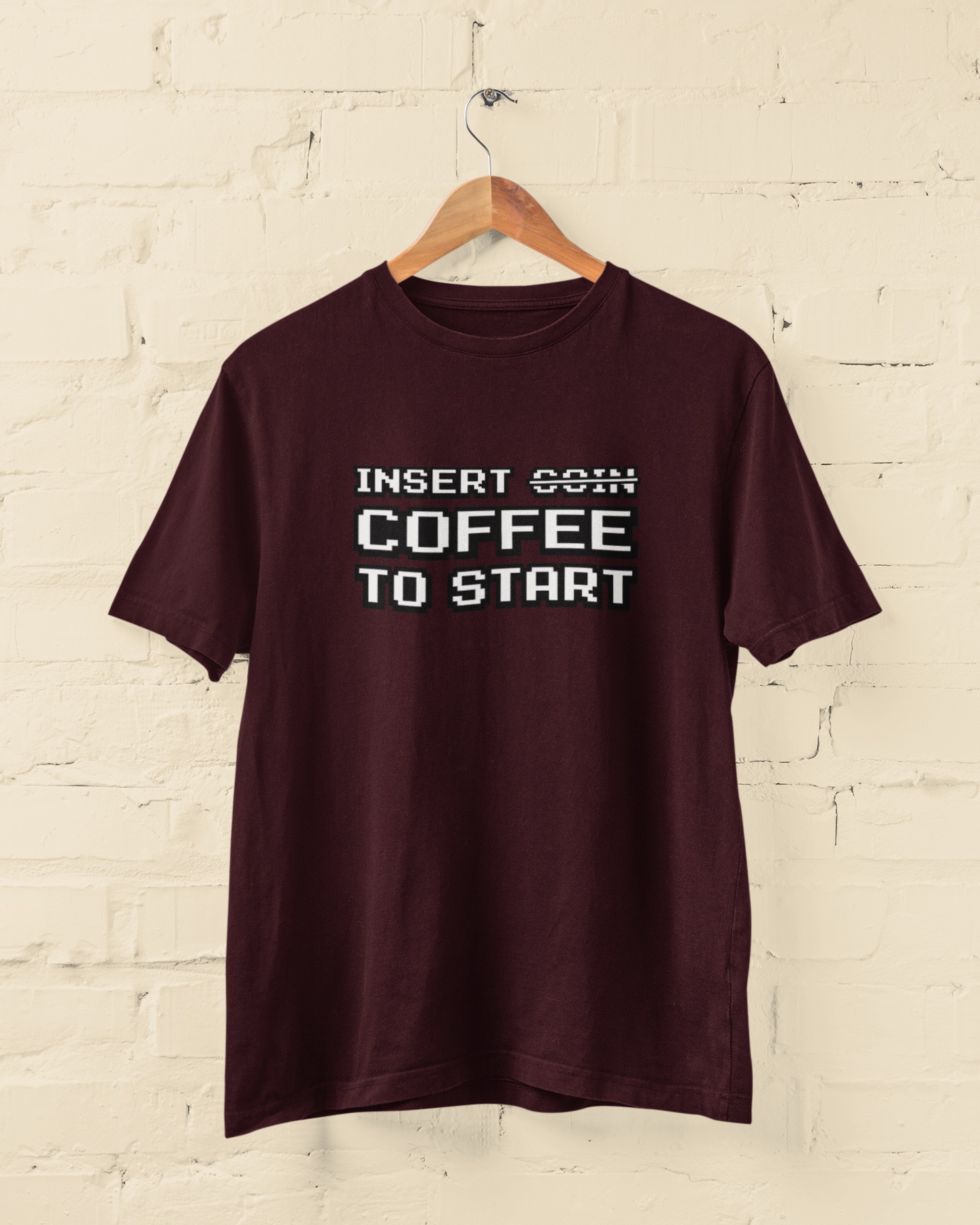 Insert Coffee to Start | Retro Video Game Nostalgia | T-shirt for Men