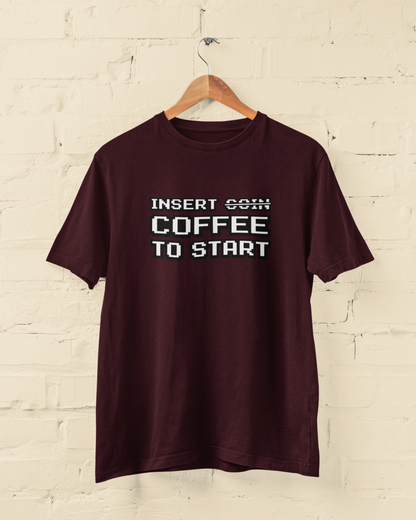Insert Coffee to Start | Retro Video Game Nostalgia | T-shirt for Men