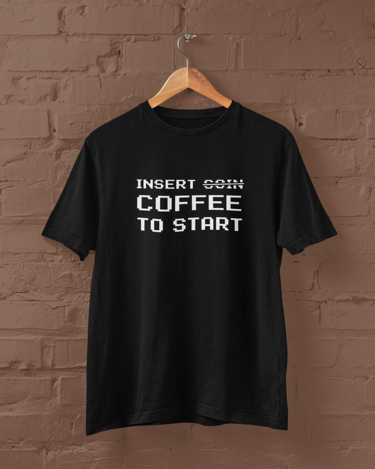 Insert Coffee to Start | Retro Video Game Nostalgia | T-shirt for Men