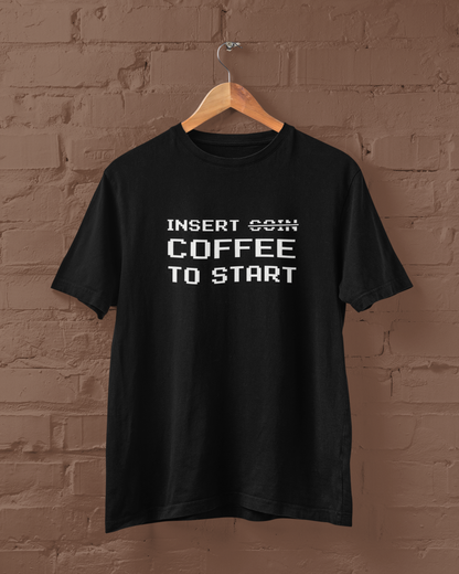 Insert Coffee to Start | Retro Video Game Nostalgia | T-shirt for Men
