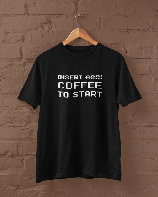 Insert Coffee to Start | Retro Video Game Nostalgia | T-shirt for Men