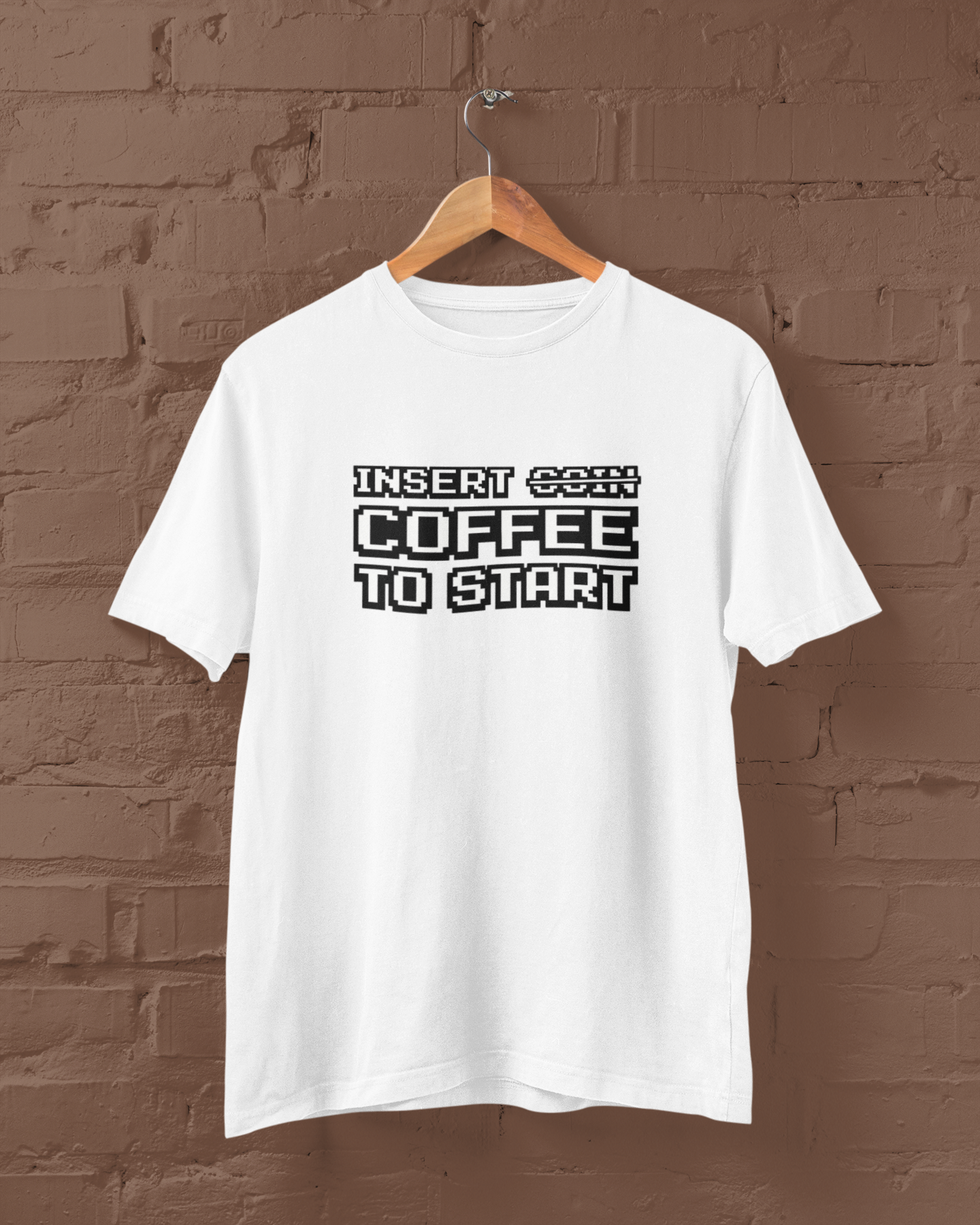 Insert Coffee to Start | Retro Video Game Nostalgia | T-shirt for Men