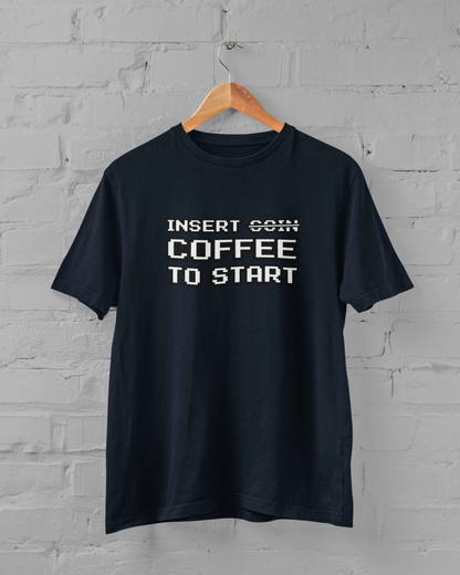 Insert Coffee to Start | Retro Video Game Nostalgia | T-shirt for Men
