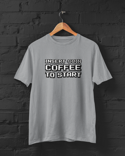 Insert Coffee to Start | Retro Video Game Nostalgia | T-shirt for Men