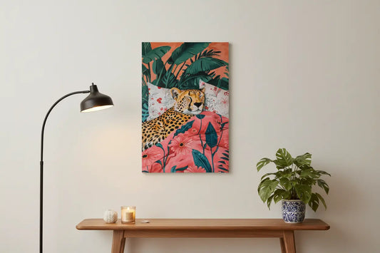 Sleeping Cheetah Canvas Mockup - Proportionate with Console