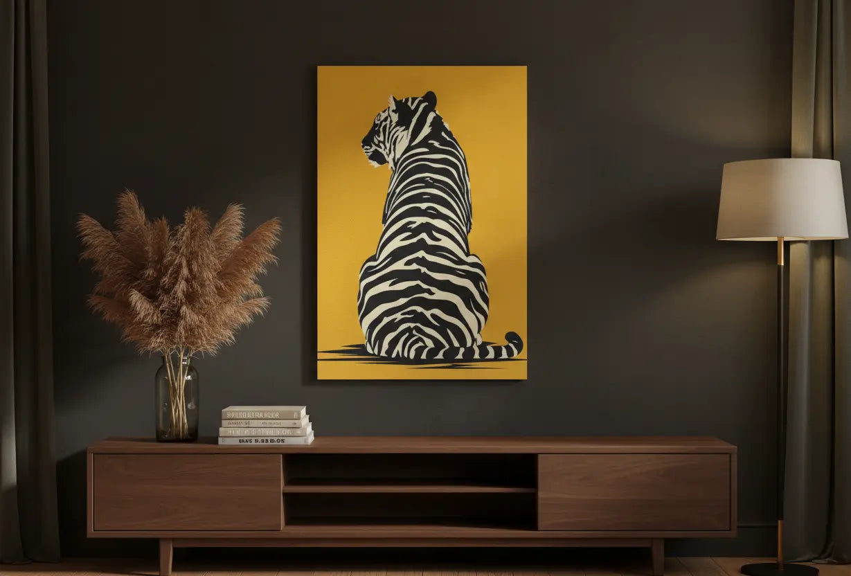Striped Big Cat Canvas Mockup